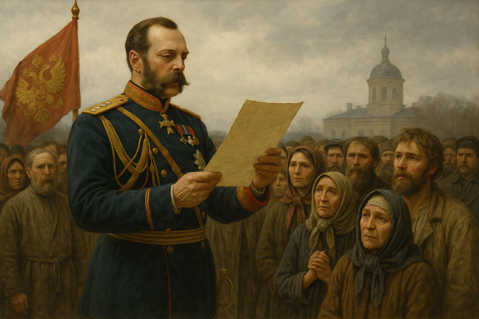 Cár Alexander II. vyhlasuje zrušenie nevoľníctva v Rusku