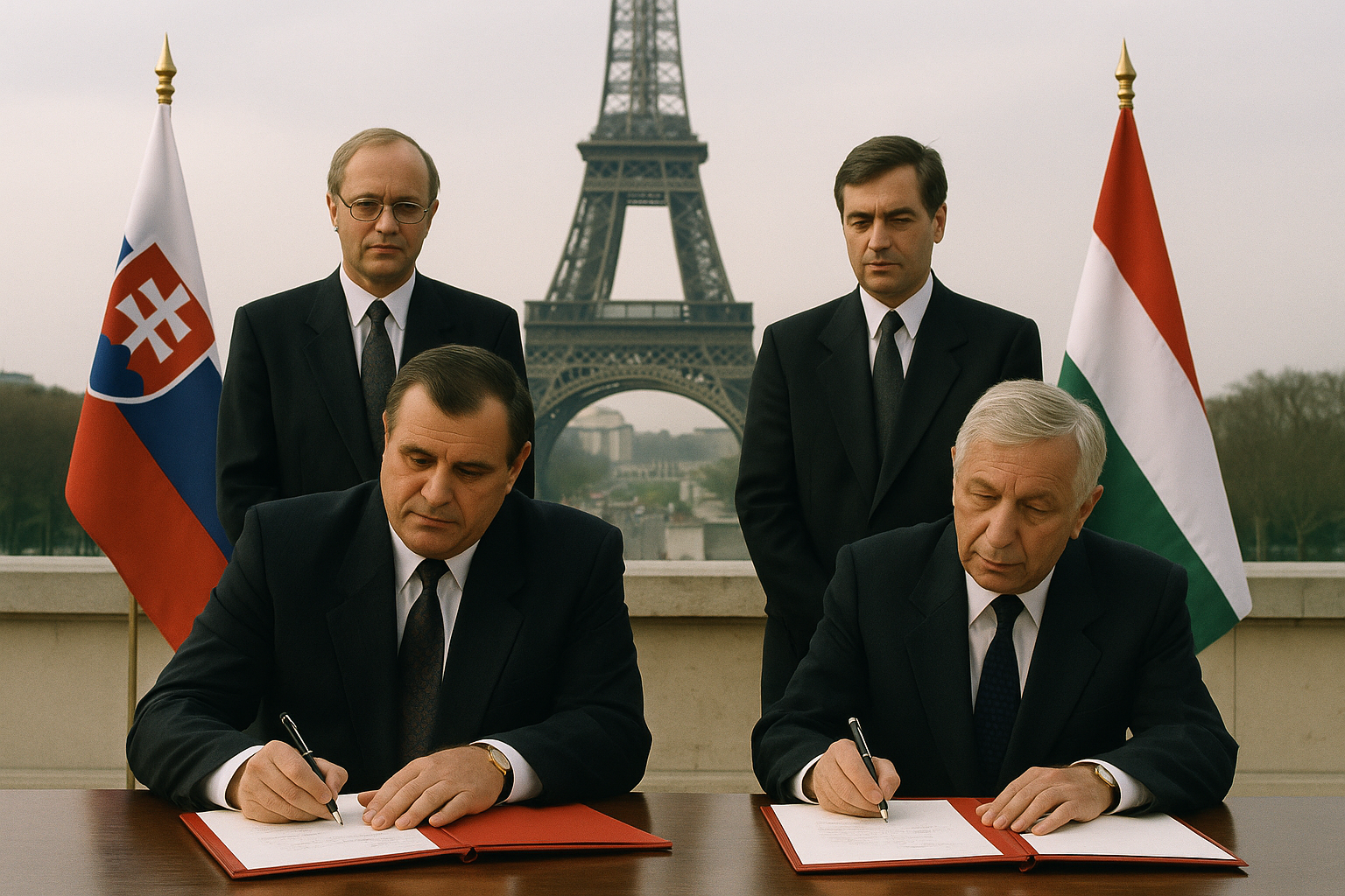 Mečiar a Horn v Paríži spečatili zmluvu o dobrom susedstve Slovenska a Maďarska