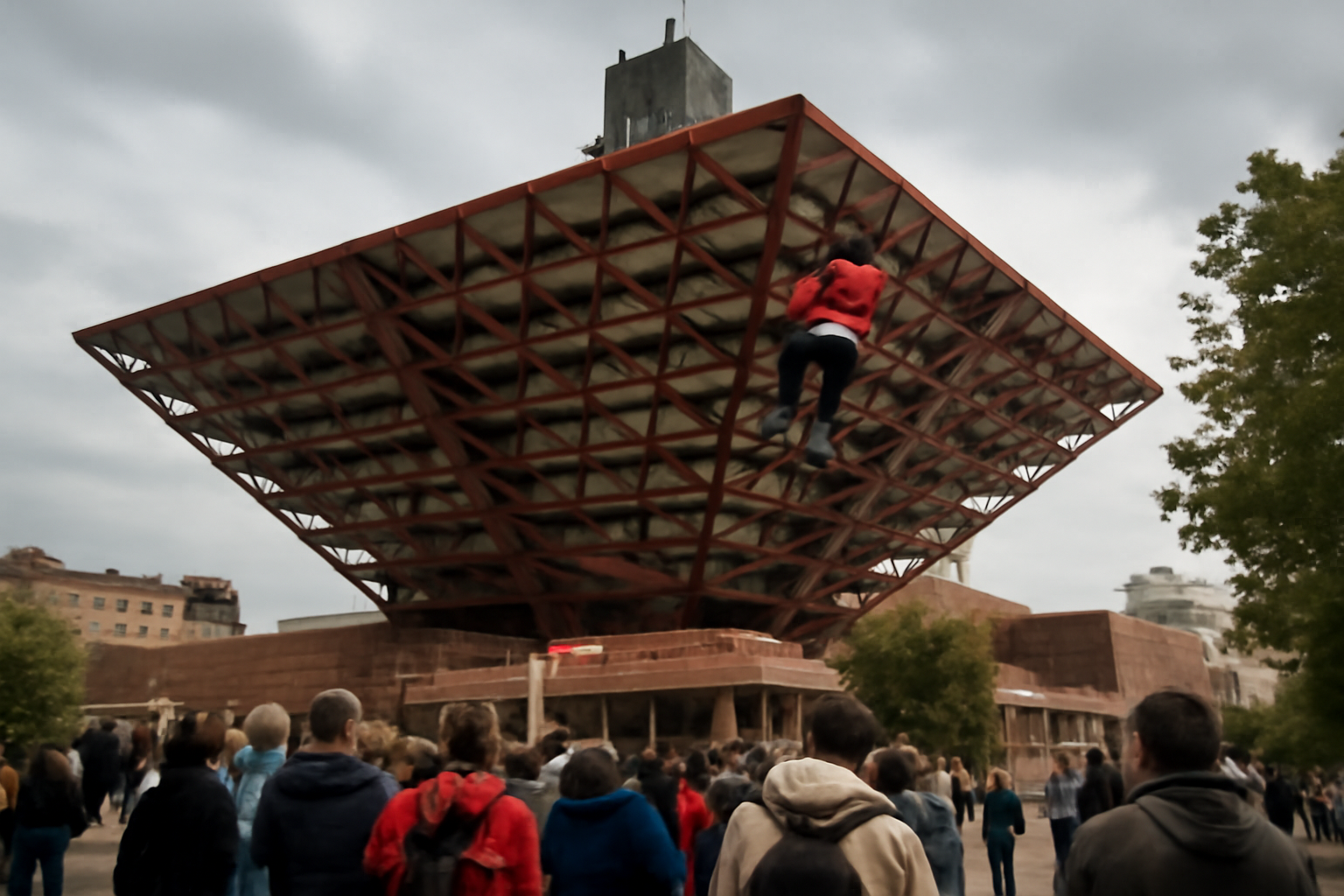 Alain Robert vyliezol na budovu Slovenského rozhlasu za vyše 15 minút