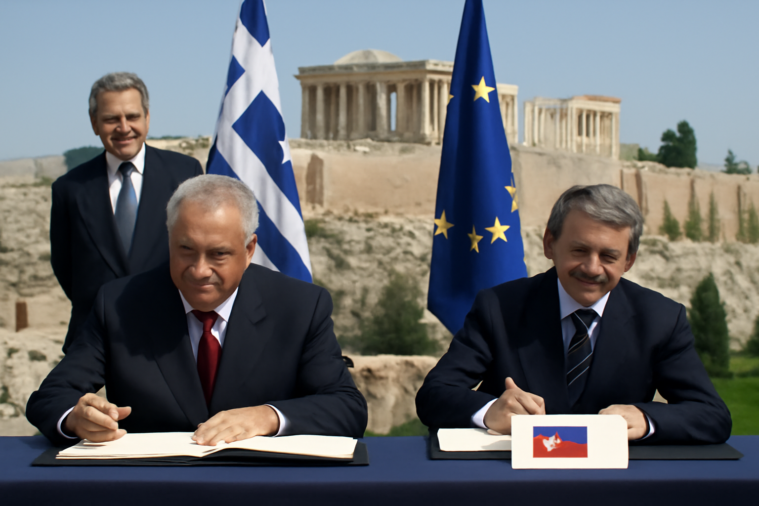 Schuster a Dzurinda v Aténach podpísali prístupovú zmluvu Slovenska do EÚ