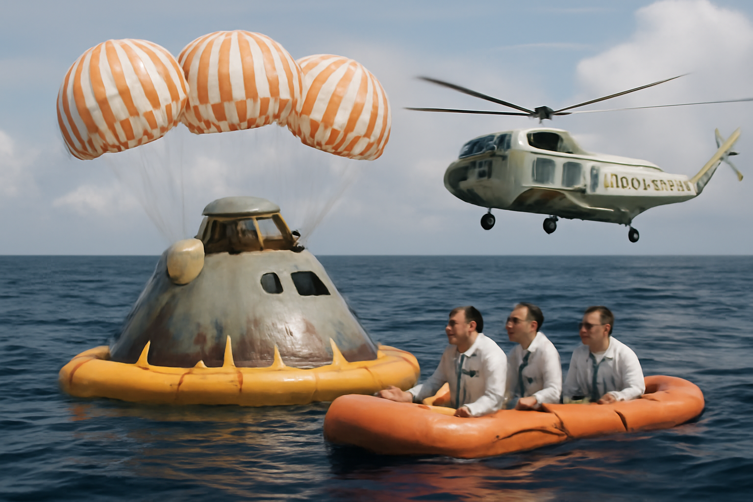 Apollo 13 po havárii bezpečne pristálo v Tichom oceáne