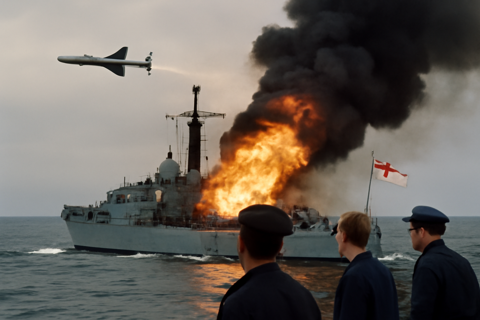 Exocet zasiahol britský krížnik Sheffield vo vojne o Falklandy