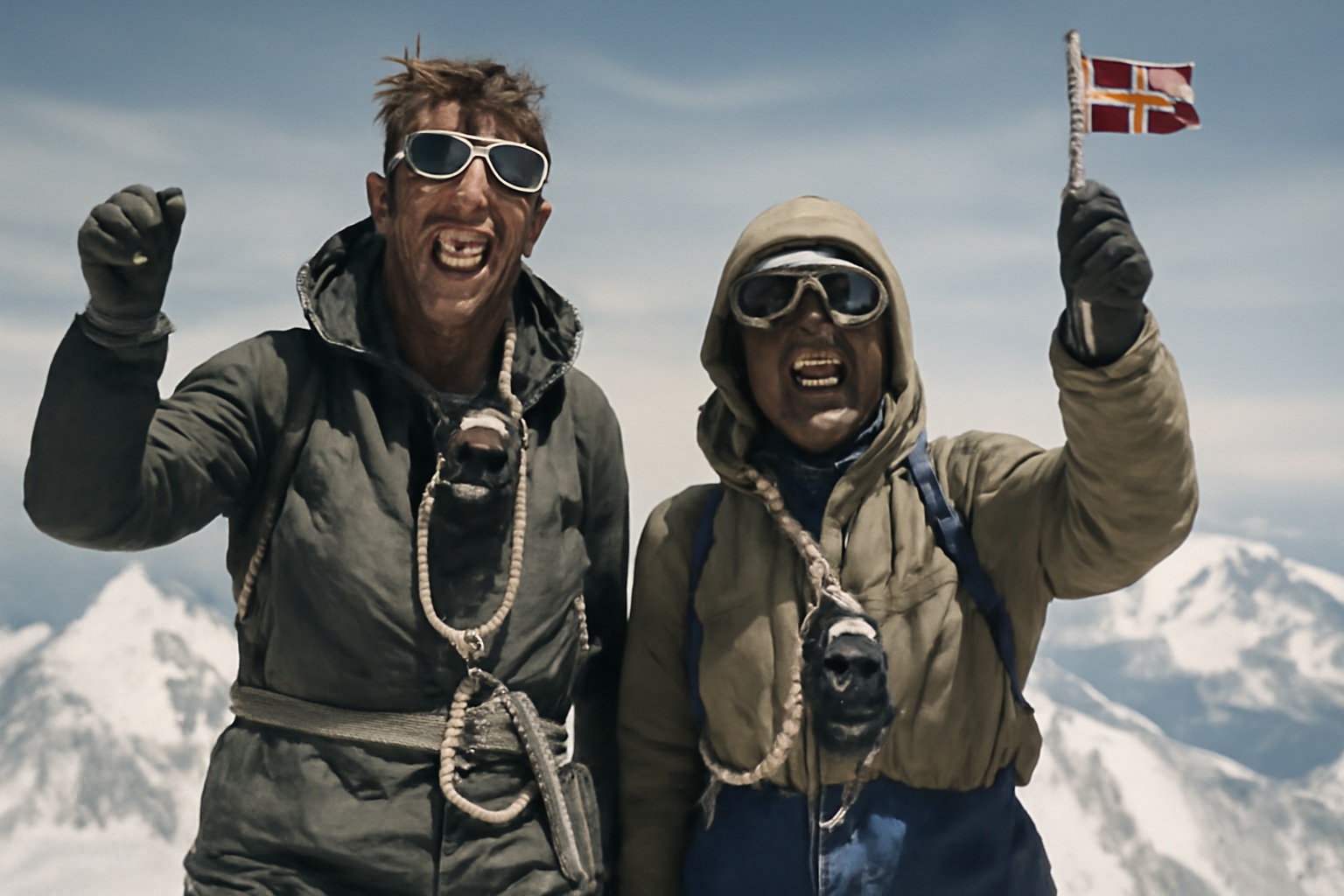 Hillary a Tenzing ako prví dosiahli vrchol Mount Everestu